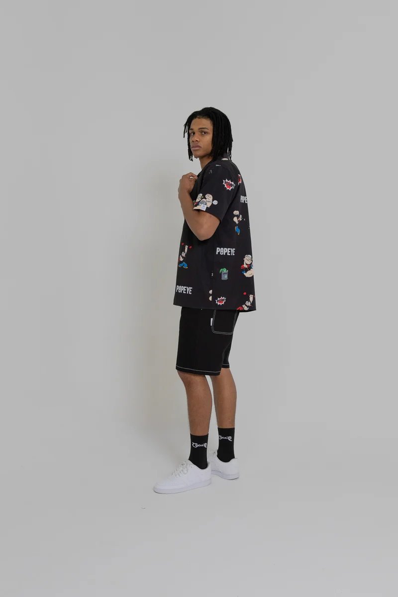 Crate X Popeye Cuban Collar Shirt - Black