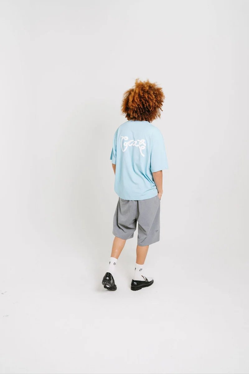 Crate Scripted Box Fit Tee - Light Blue