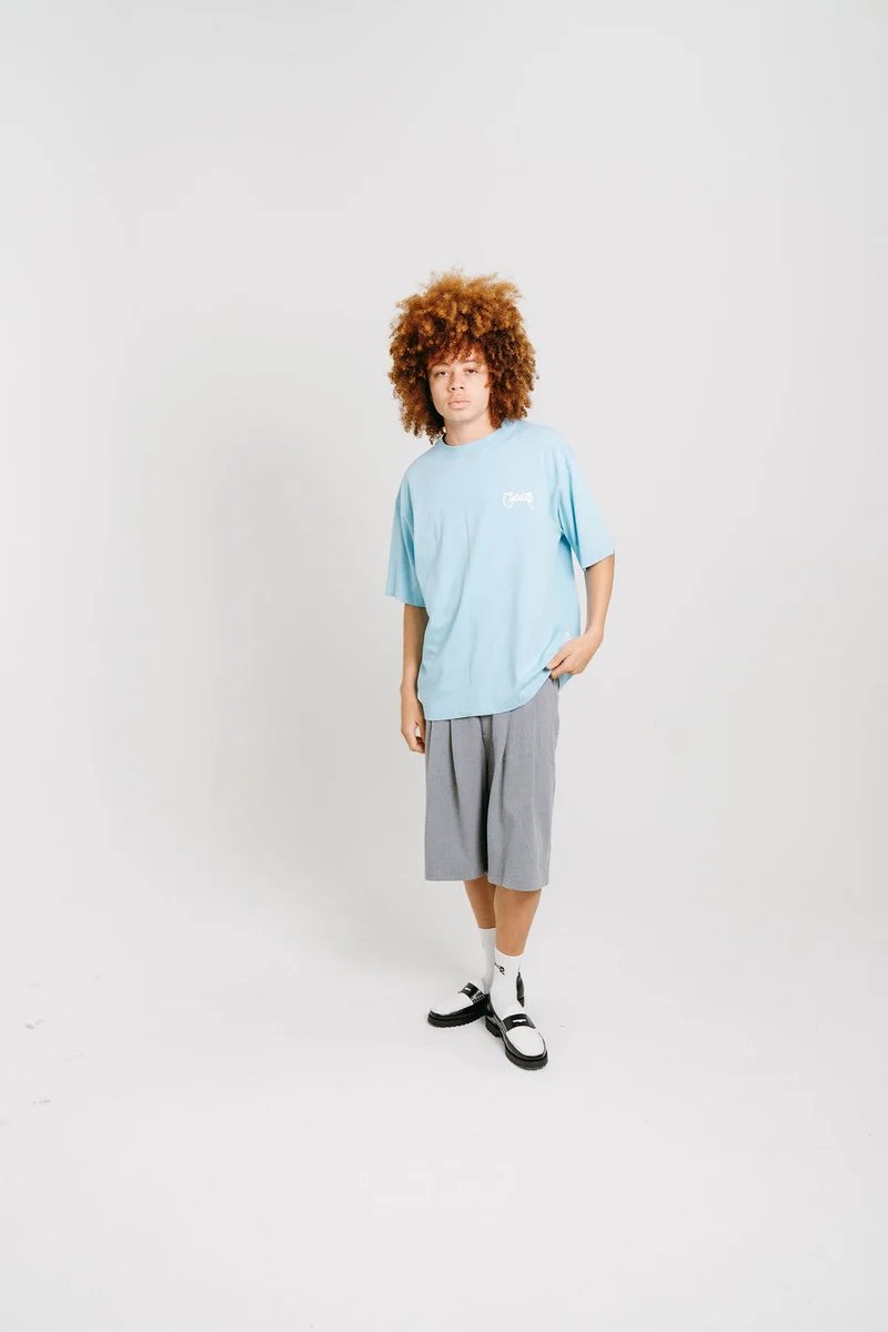 Crate Scripted Box Fit Tee - Light Blue