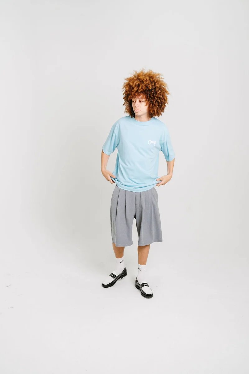 Crate Scripted Box Fit Tee - Light Blue