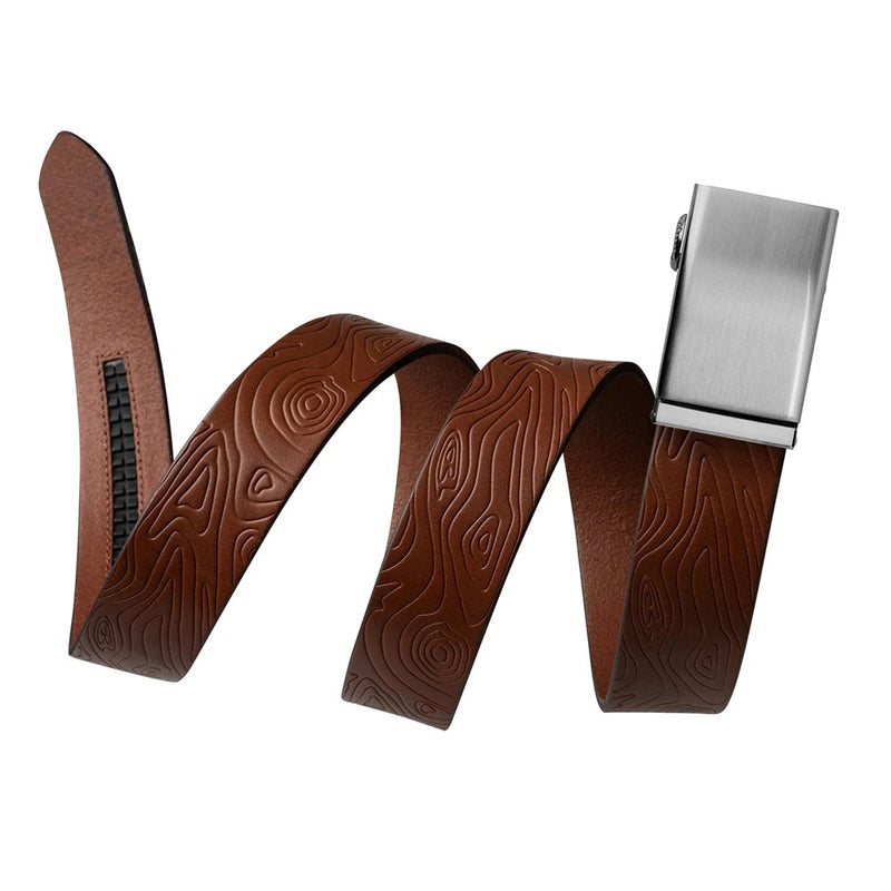 Mission Belt Steel Buckle / 40mm Brown Tobacco Topo Embossed Full Grain Leather Belt