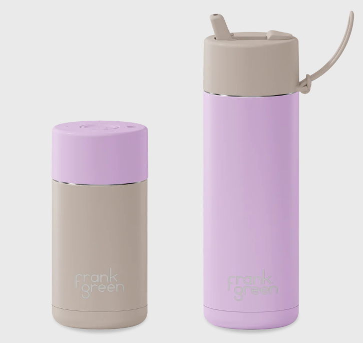 Frank Green The Essential Gift Set Small - Lilac Haze/Moon Dust with Flip Straw Lid