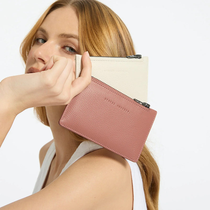 Status Anxiety Avoiding Things Leather Wallet - Dusty Rose