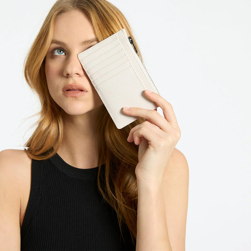 Status Anxiety Avoiding Things Leather Wallet - Chalk