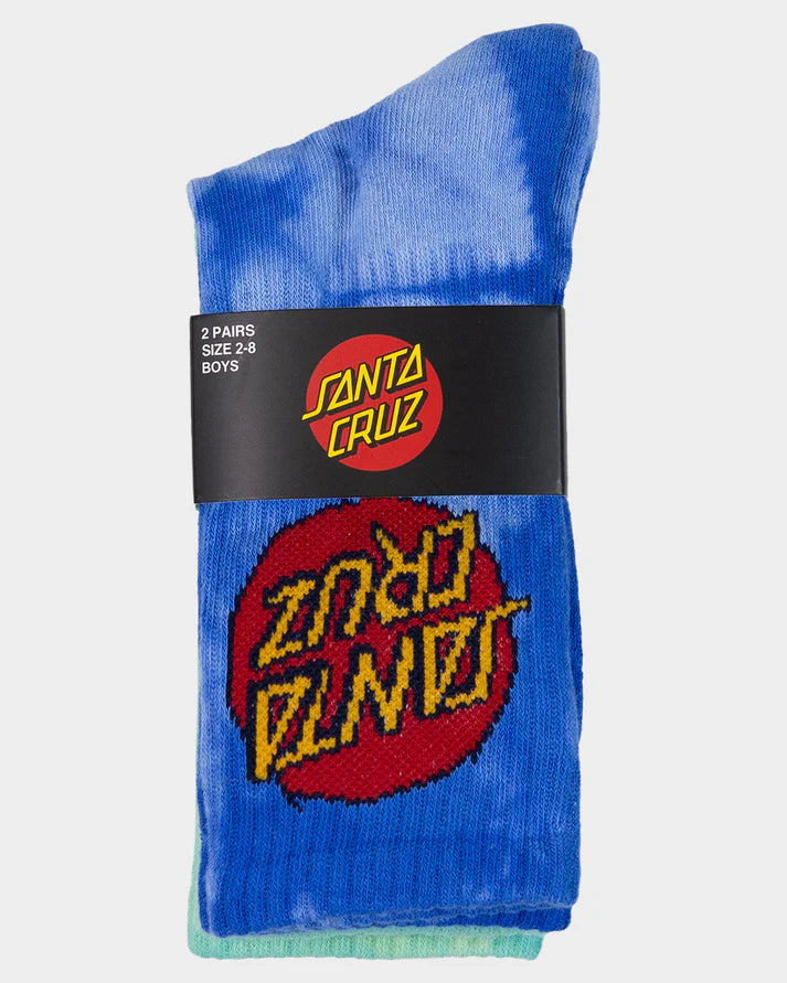 Santa Cruz Cruz Dye Boys Crew Socks 2 Pack