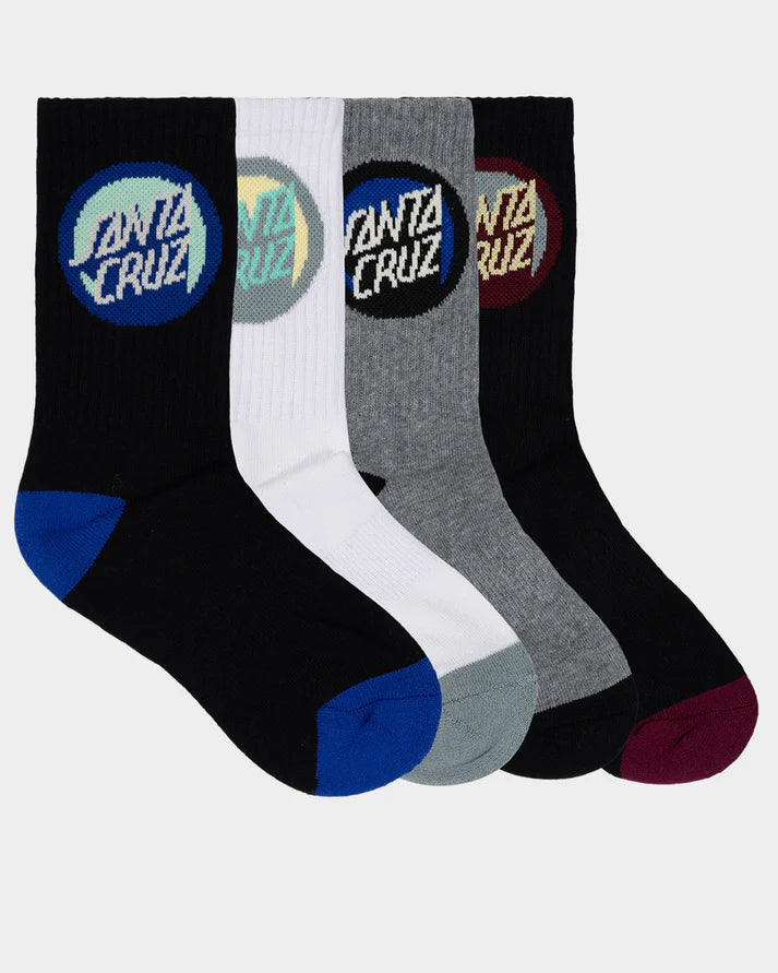 Santa Cruz Bold Shadow Dot Boys Crew Sock 4 Pack