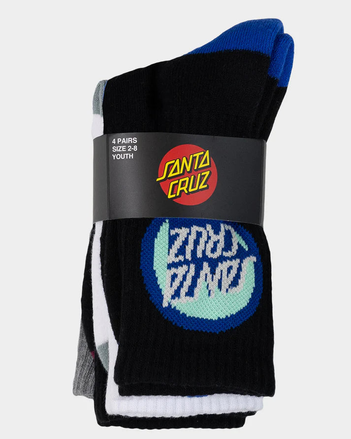Santa Cruz Bold Shadow Dot Boys Crew Sock 4 Pack