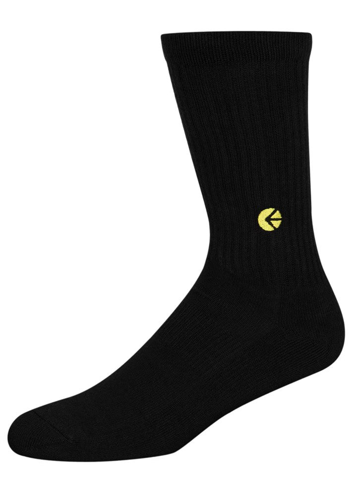 Ethika Mens Black Crew Sock - Yellow Logo
