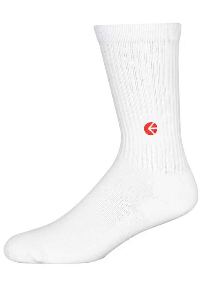 Ethika Mens White Crew Socks - Red Logo