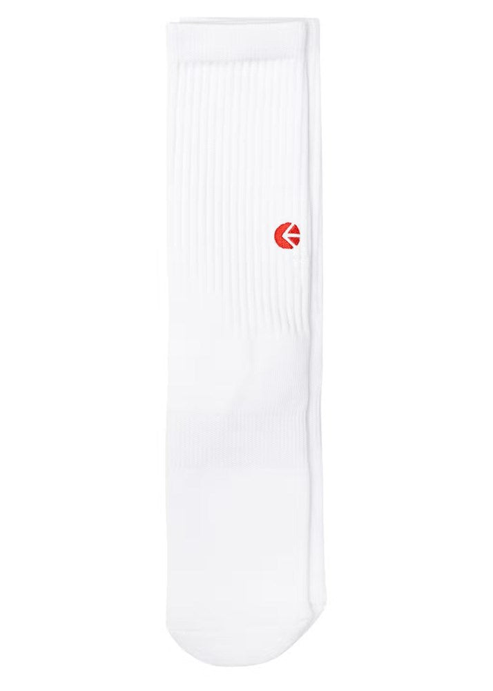 Ethika Mens White Crew Socks - Red Logo
