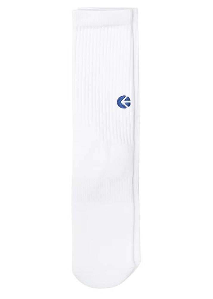 Ethika Mens White Crew Socks - Blue Logo