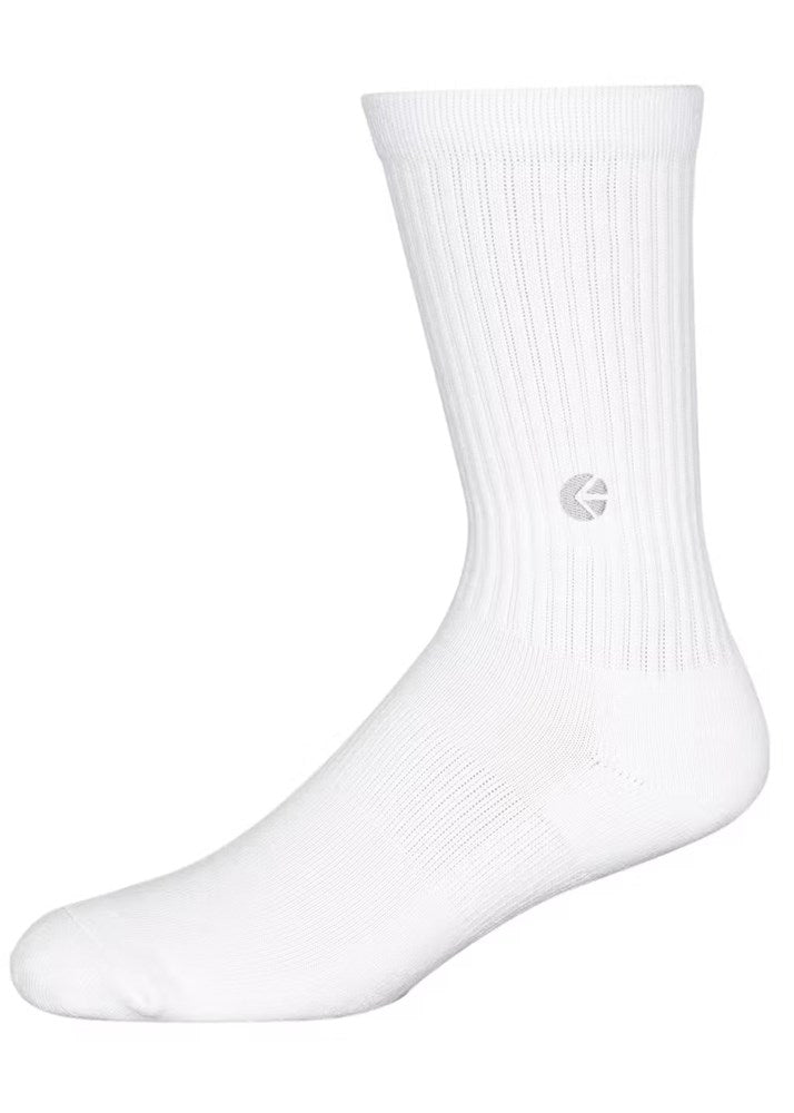 Ethika Mens White Crew Socks - Silver Logo