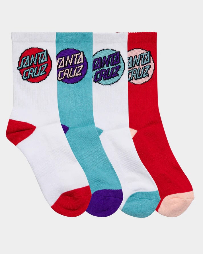 Santa Cruz Other Dot Girls Crew Socks 4 Pack