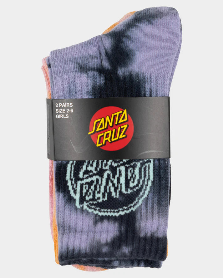 Santa Cruz Contra Dot Mono Girls Crew Socks 2 Pack