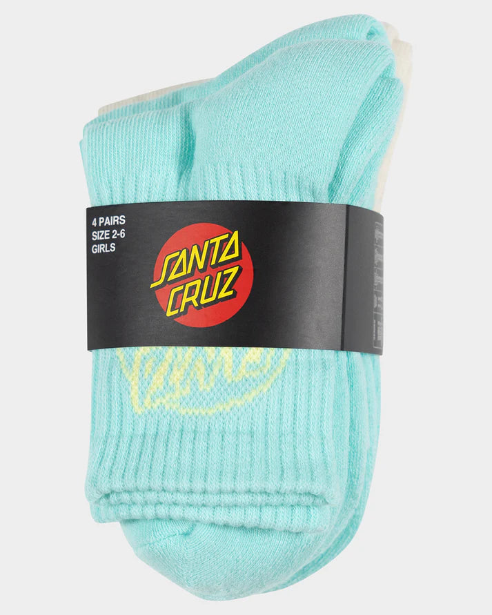 Santa Cruz Oval Dot Mid Girls Socks 4 Pack