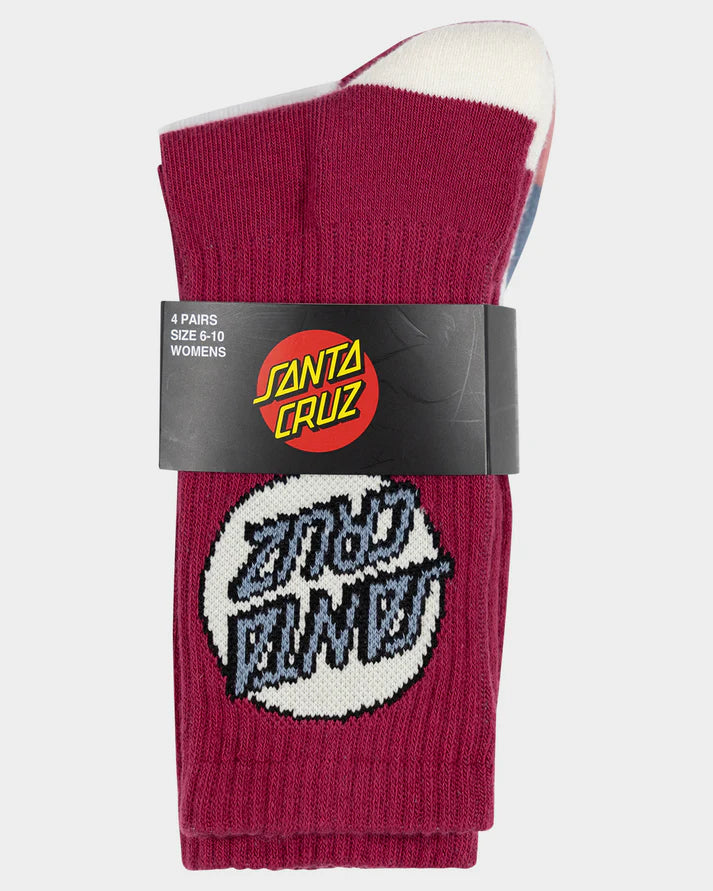 Santa Cruz Womens Other Dot Crew Sock 4 Pack