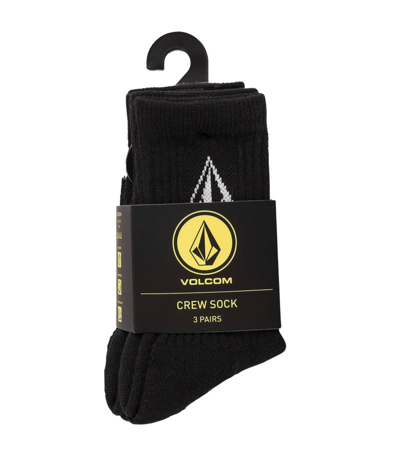 Volcom Youth Full Stone 3 Pack Socks - Black