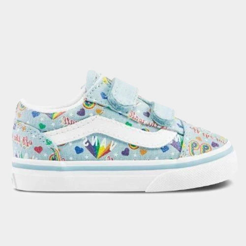 Vans Toddlers Old Skool V (Rainbow vans) - Winter Sky / True White