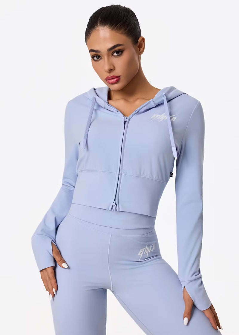 Ethika Womens Bolt Royal Fitted Crop Zip Hoodie
