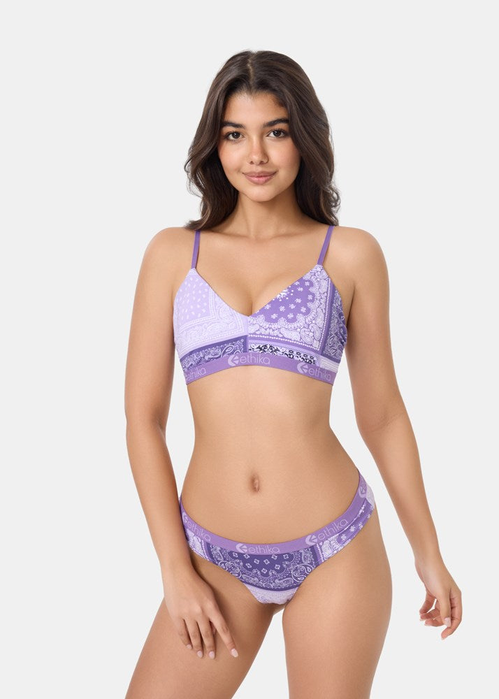 Ethika Womens Muted Motifs V-Neck Bra