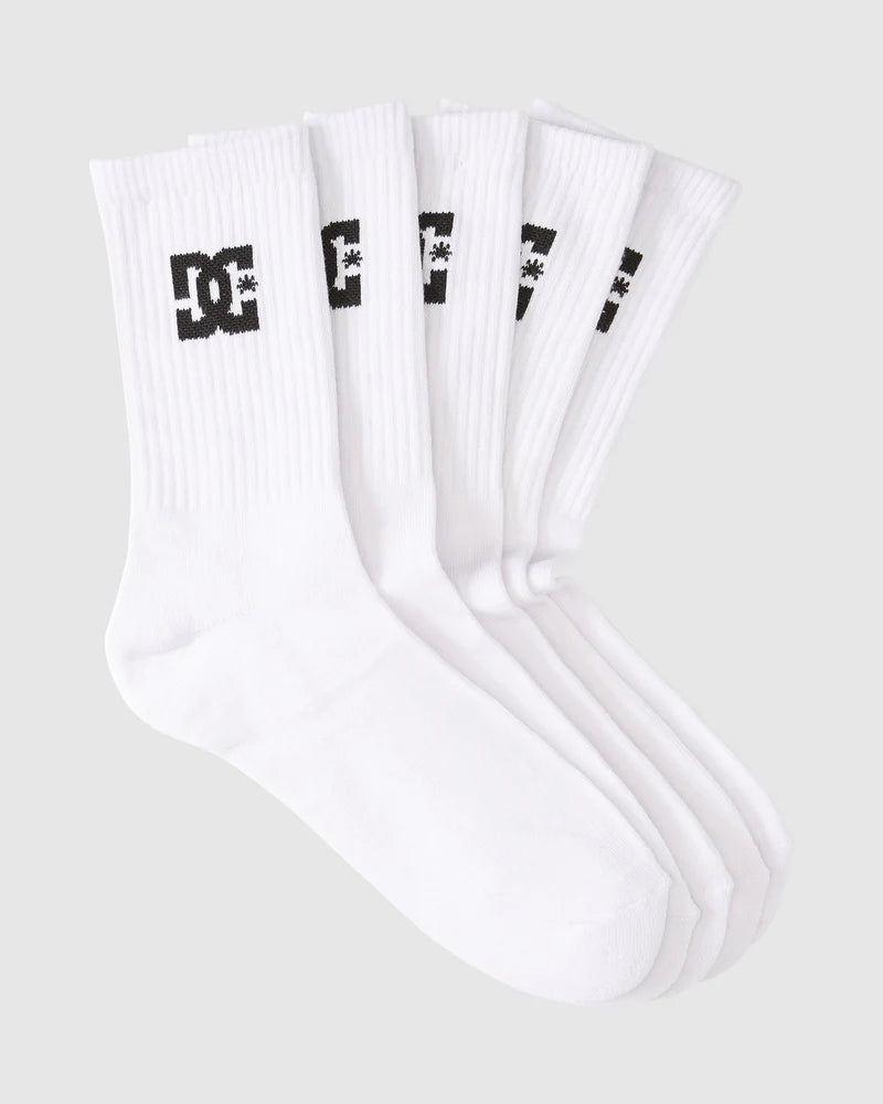 DC Crew Socks 5 Pack - Snow White