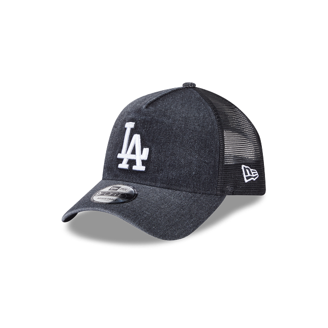 New Era Los Angeles Dodgers Washed Denim Black 9FORTY A-Frame Trucker