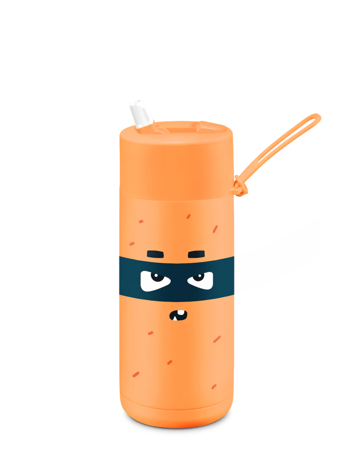 Frank Green Robin Neon Orange Franksters Ceramic Reusable Bottle with Flip Straw Lid - 475ml (16oz)