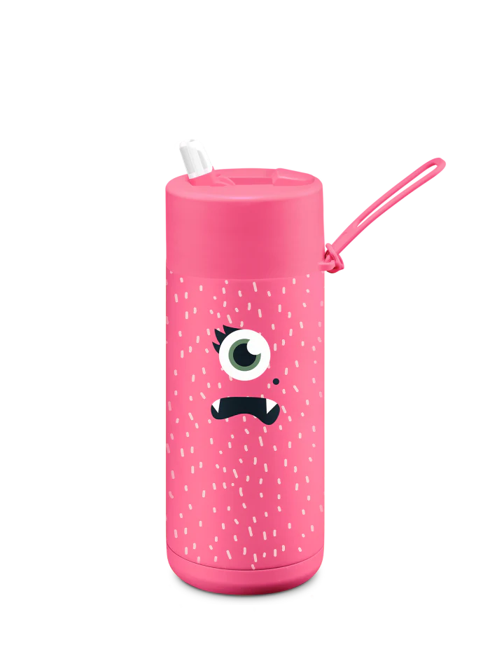 Frank Green Piper Neon Pink Franksters Ceramic Reusable Bottle with Flip Straw Lid - 475ml (16oz)