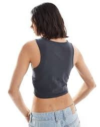 Vans Blur Fitted Crop Tank - Asphalt