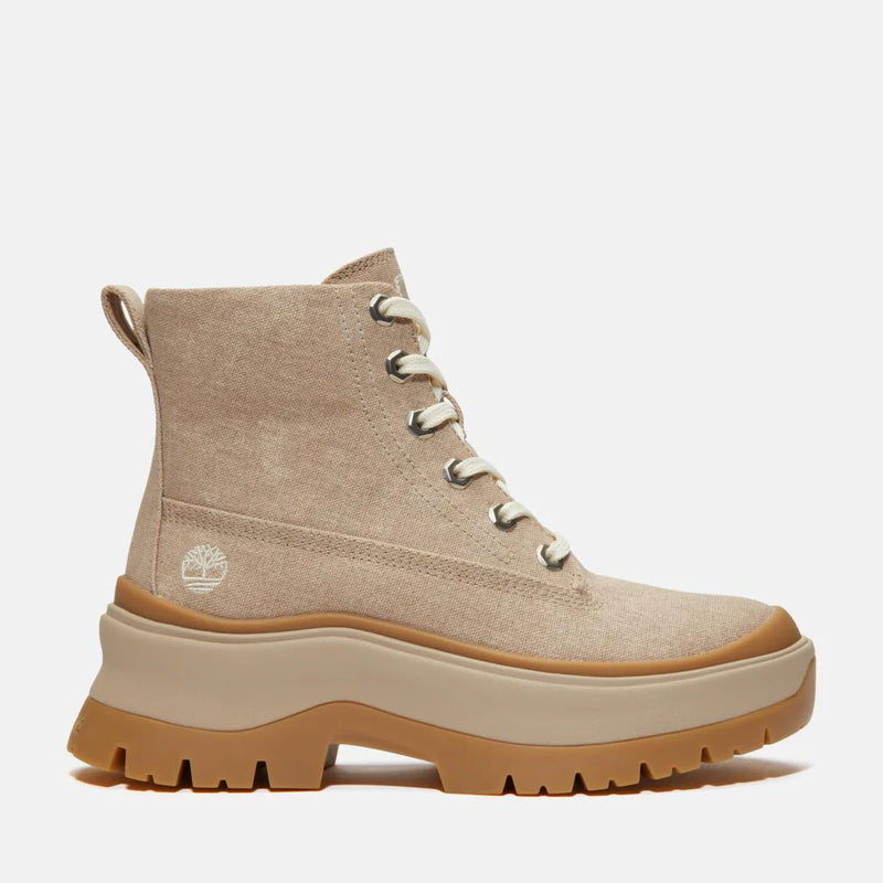 Timberland Women's Roxie Lane Mid Lace Up Boot - Light Beige Canvas