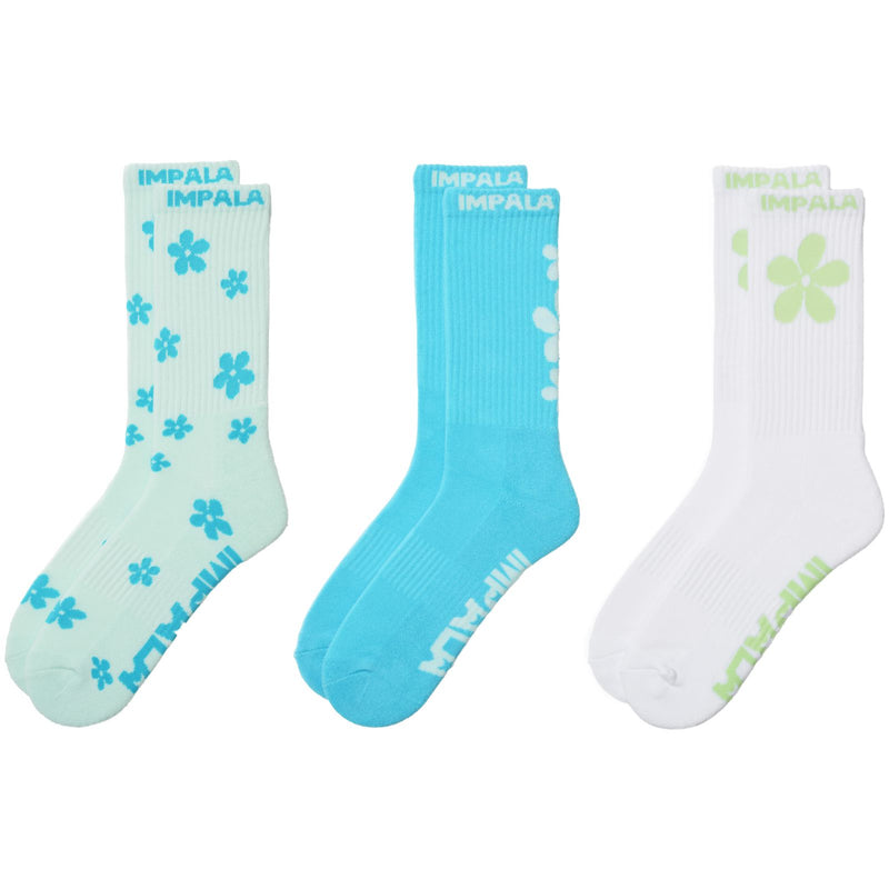 Impala Skate Socks 3 Pack - Ditsy Blue