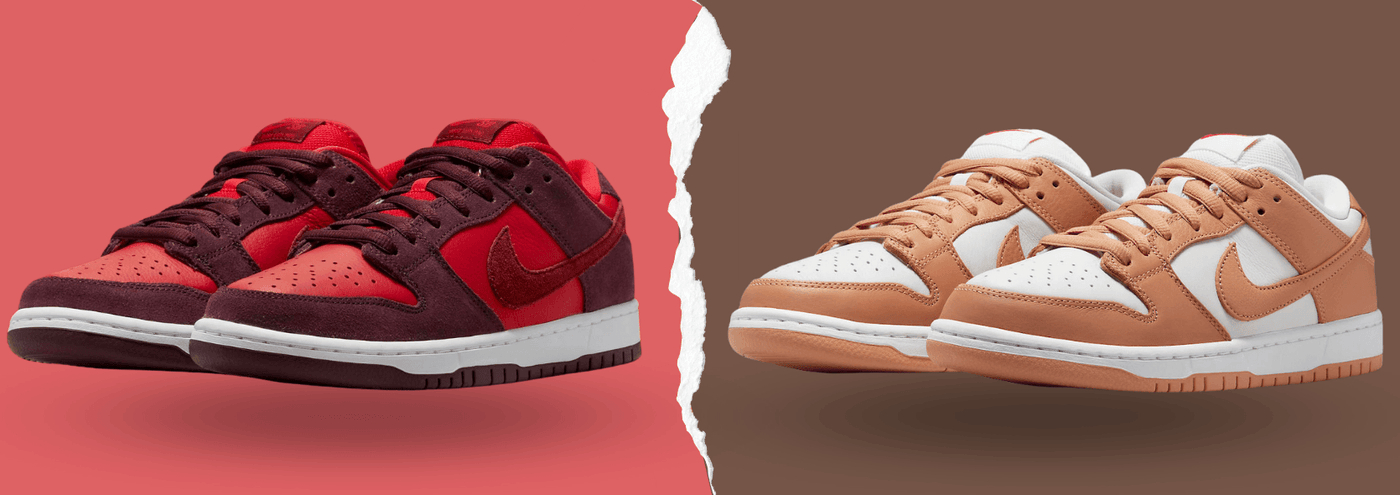 Nike SB Dunk Low 'Cherry' AND Nike SB Dunk Low Pro ISO 'Light Cognac - Empire Skate NZ