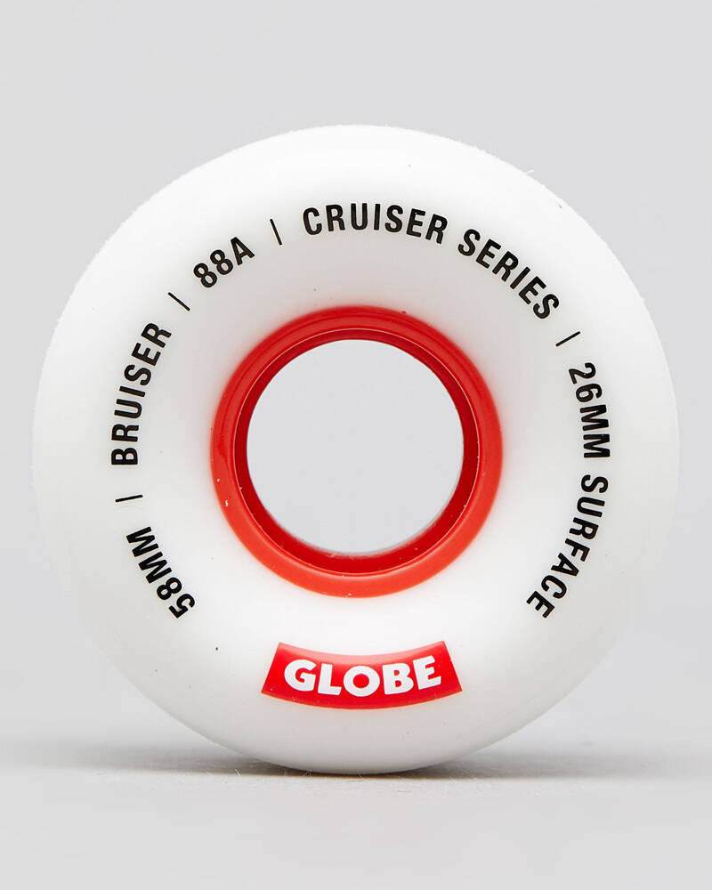 Globe Bruiser Cruiser Wheels White/Red 58mm