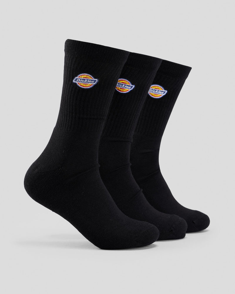 Dickies Valley Grove 3 Pack Crew Socks - Black
