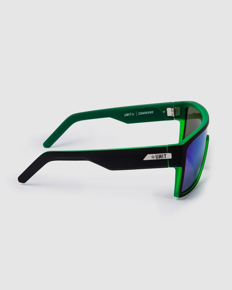 Unit Command Polarised Sunglasses - Matte Black / Green