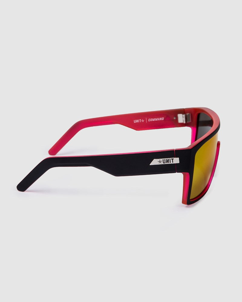 Unit Command Polarised Sunglasses - Matte Black / Neon Pink