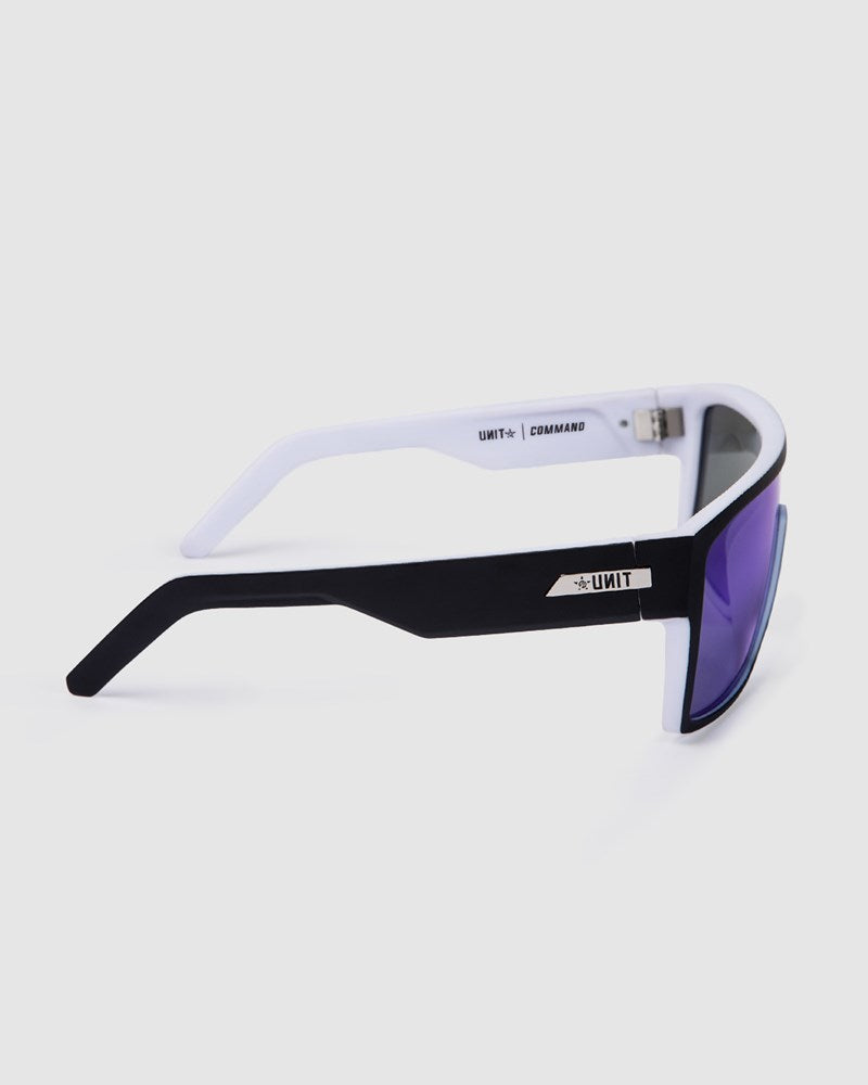 Unit Command Polarised Sunglasses - Matte Black / White