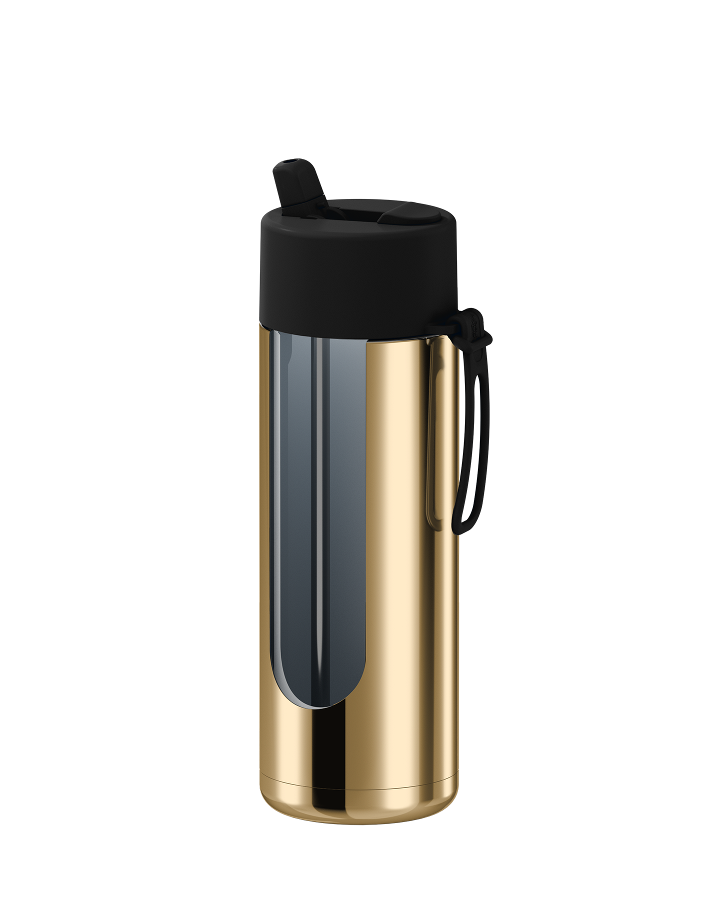 Frank Green Chrome Gold Ceramic Reusable Bottle with Midnight Flip Straw Lid 595ml (20oz)