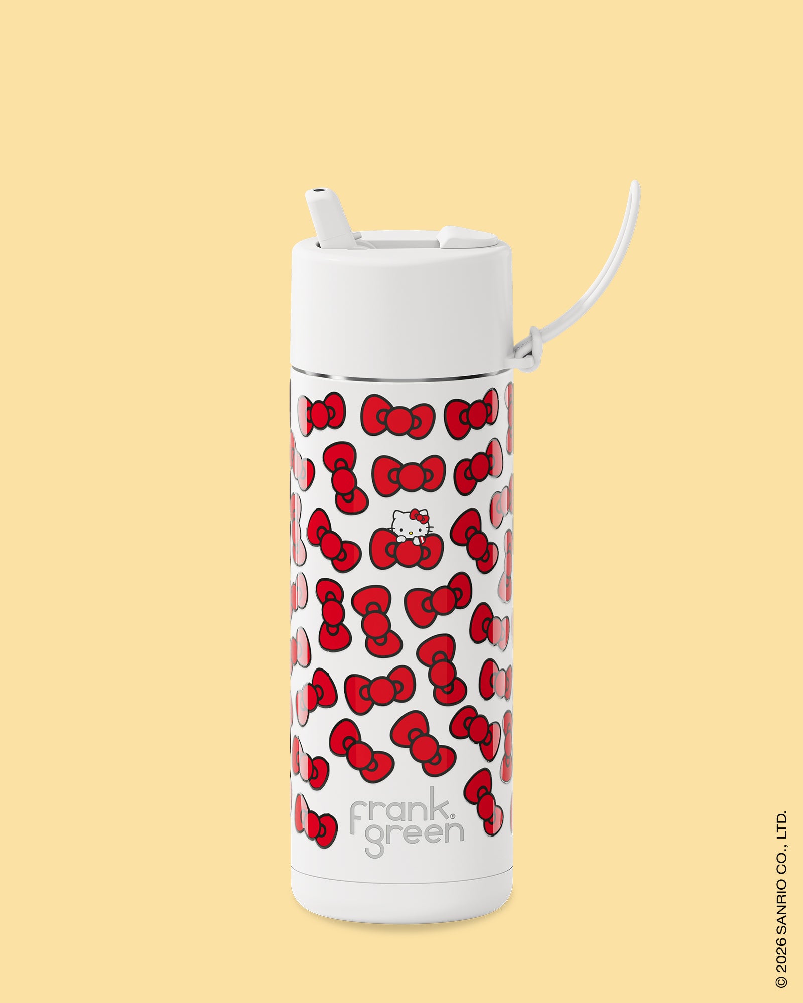 Frank Green Hello Kitty Bow Edition Ceramic Reusable Bottle with Flip Straw Lid 595ml (20oz)
