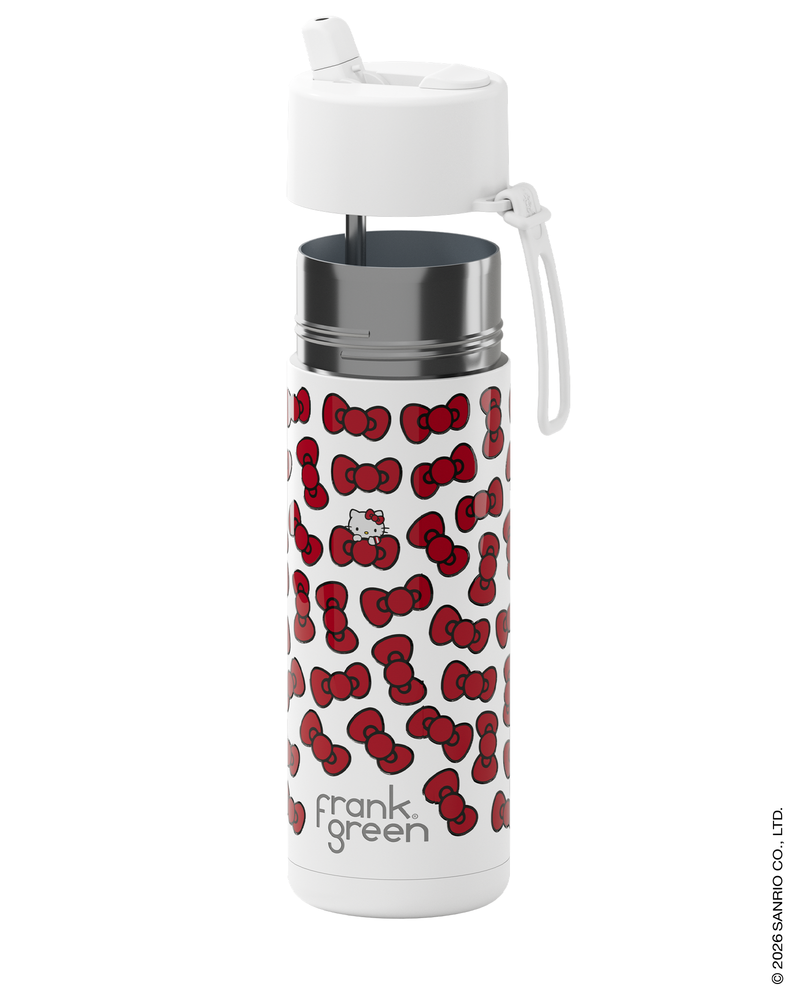 Frank Green Hello Kitty Bow Edition Ceramic Reusable Bottle with Flip Straw Lid 595ml (20oz)