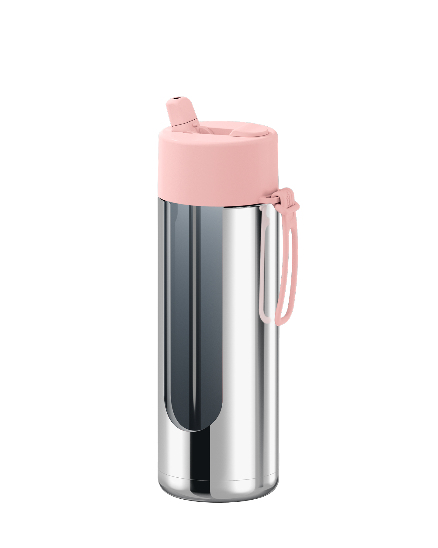 Frank Green Chrome Silver Ceramic Reusable Bottle with Blushed Flip Straw Lid 595ml (20oz)