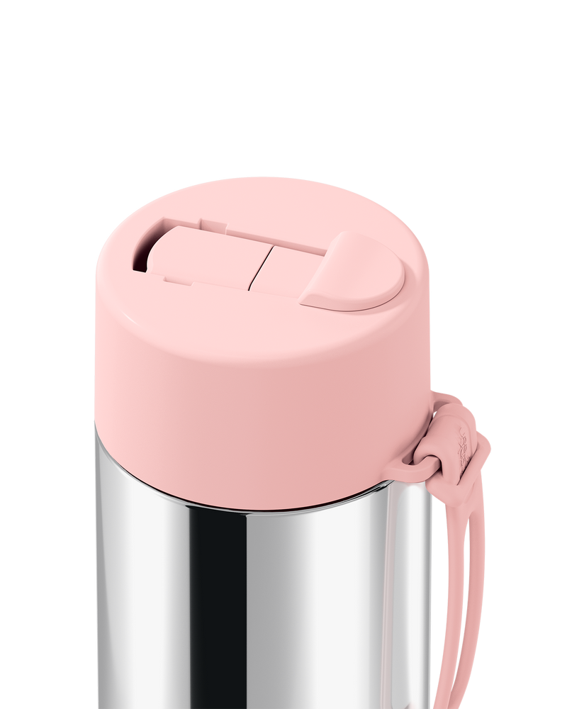 Frank Green Chrome Silver Ceramic Reusable Bottle with Blushed Flip Straw Lid 595ml (20oz)