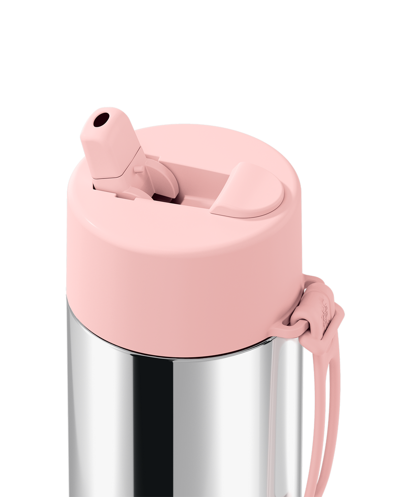 Frank Green Chrome Silver Ceramic Reusable Bottle with Blushed Flip Straw Lid 595ml (20oz)