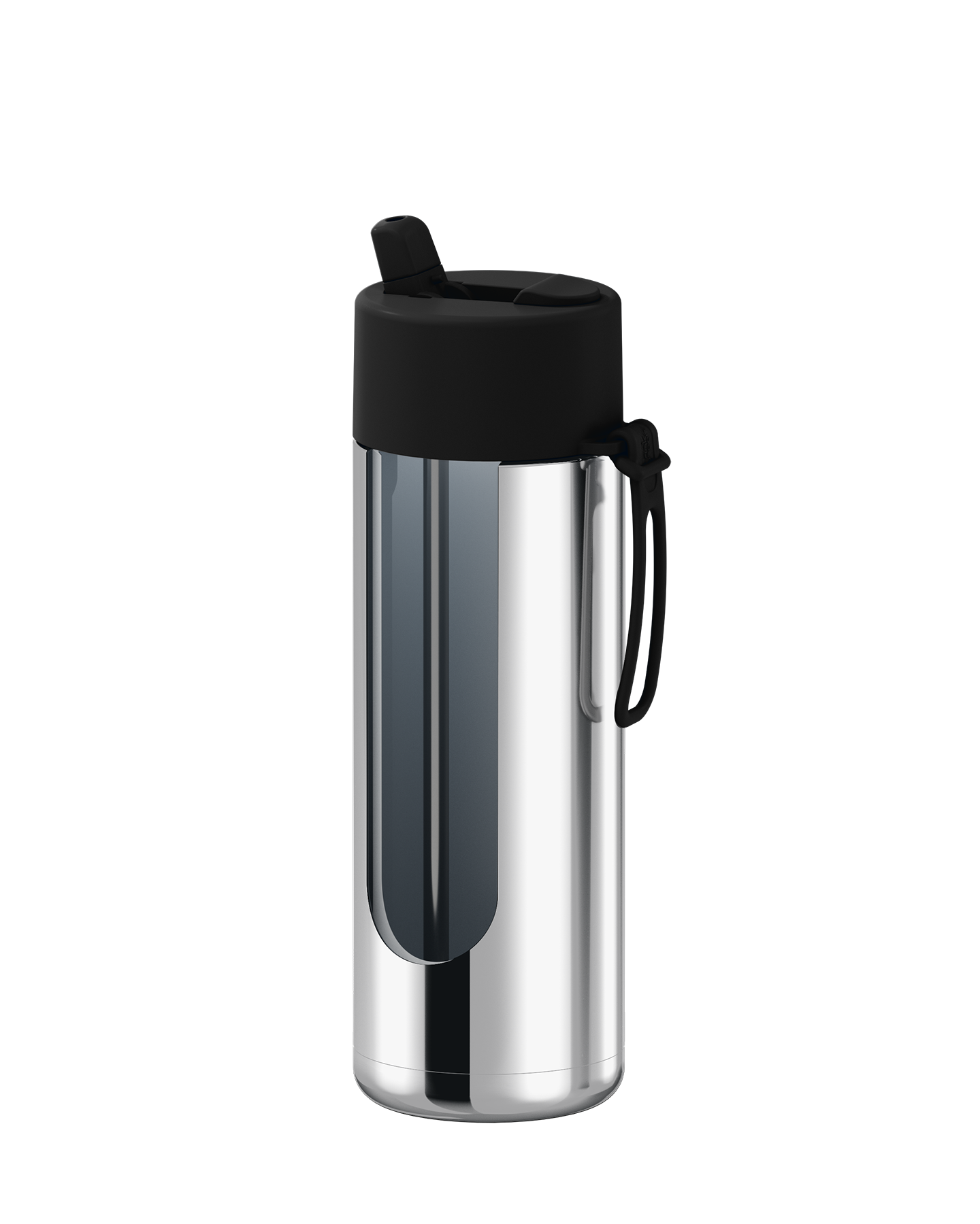 Frank Green Chrome Silver Ceramic Reusable Bottle with Midnight Flip Straw Lid 595ml (20oz)