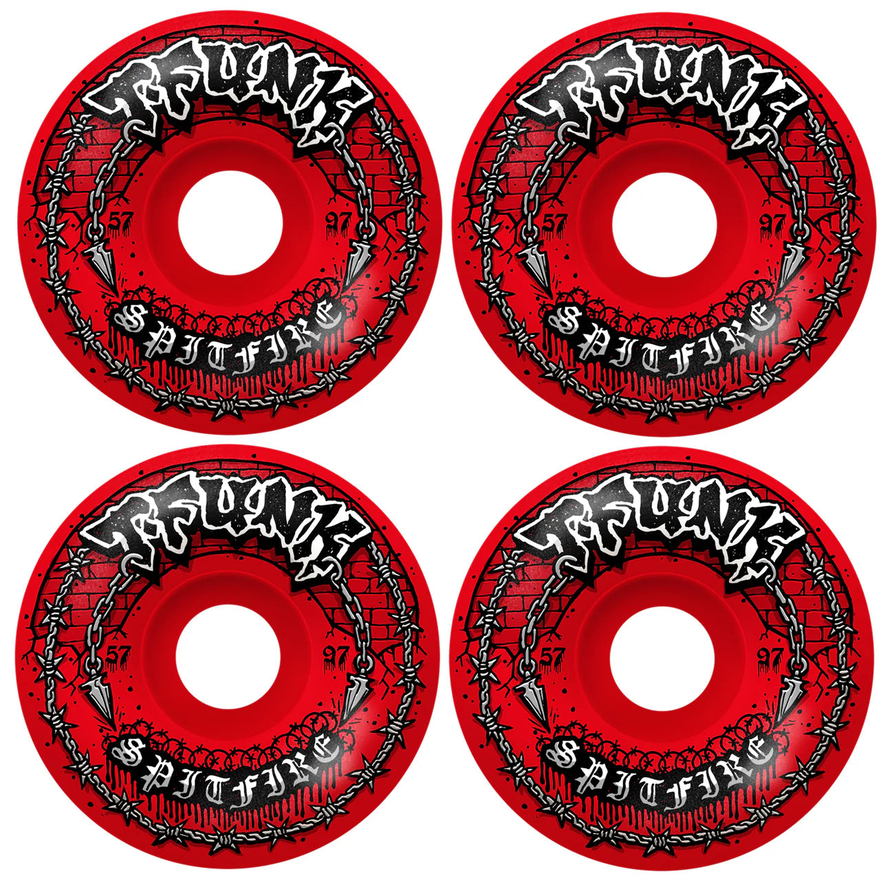 Spitfire F497 T-Funk Raw Radial Full 57mm Wheels