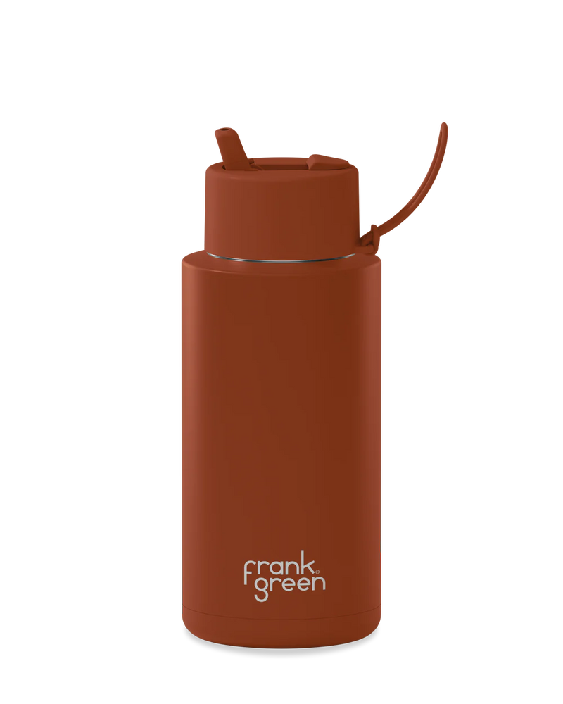 Frank Green Toffee Ceramic Reusable Bottle with Flip Straw Lid 1,000ml (34oz)