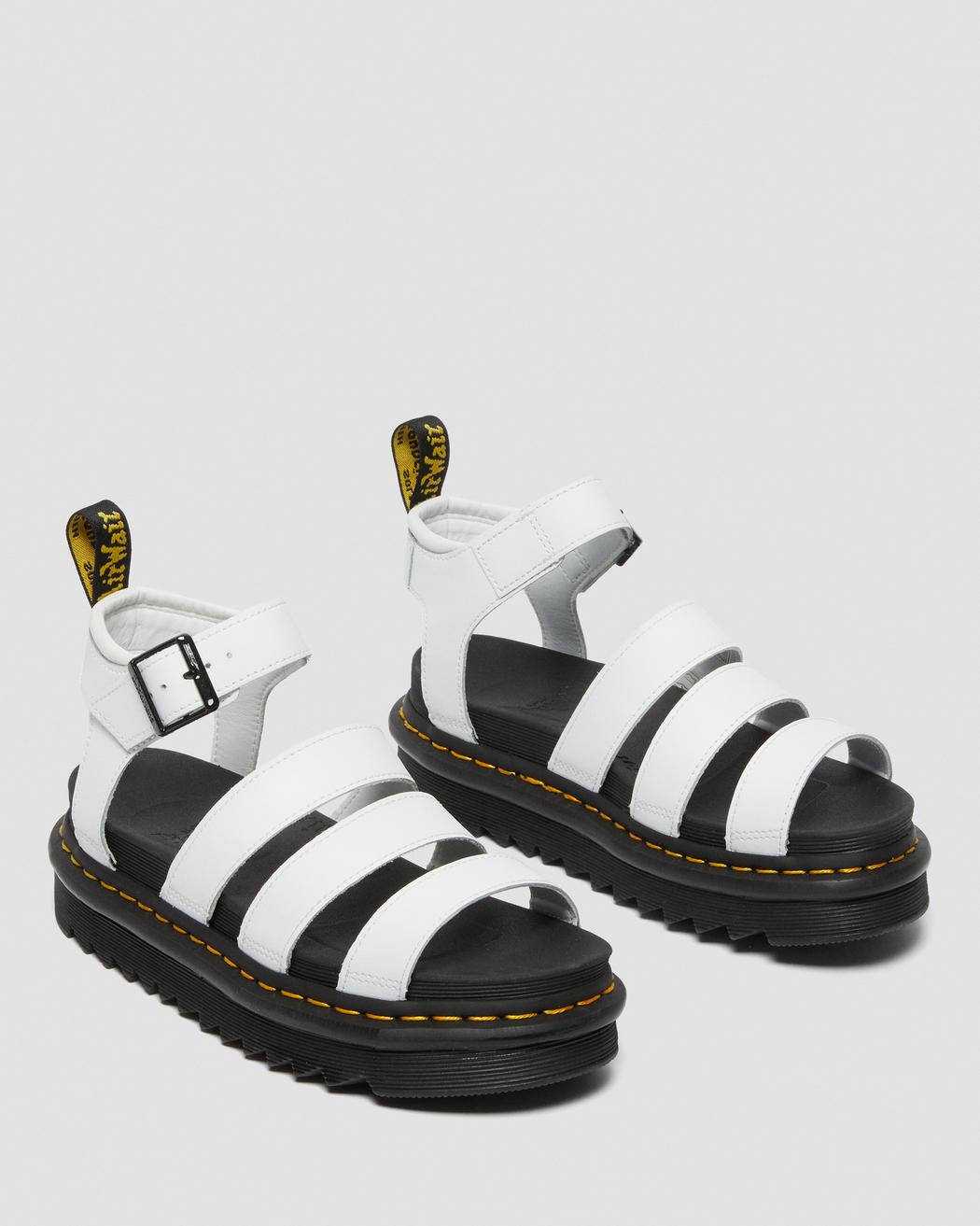 Dr Martens Blaire Leather Strap Sandals White Hydro