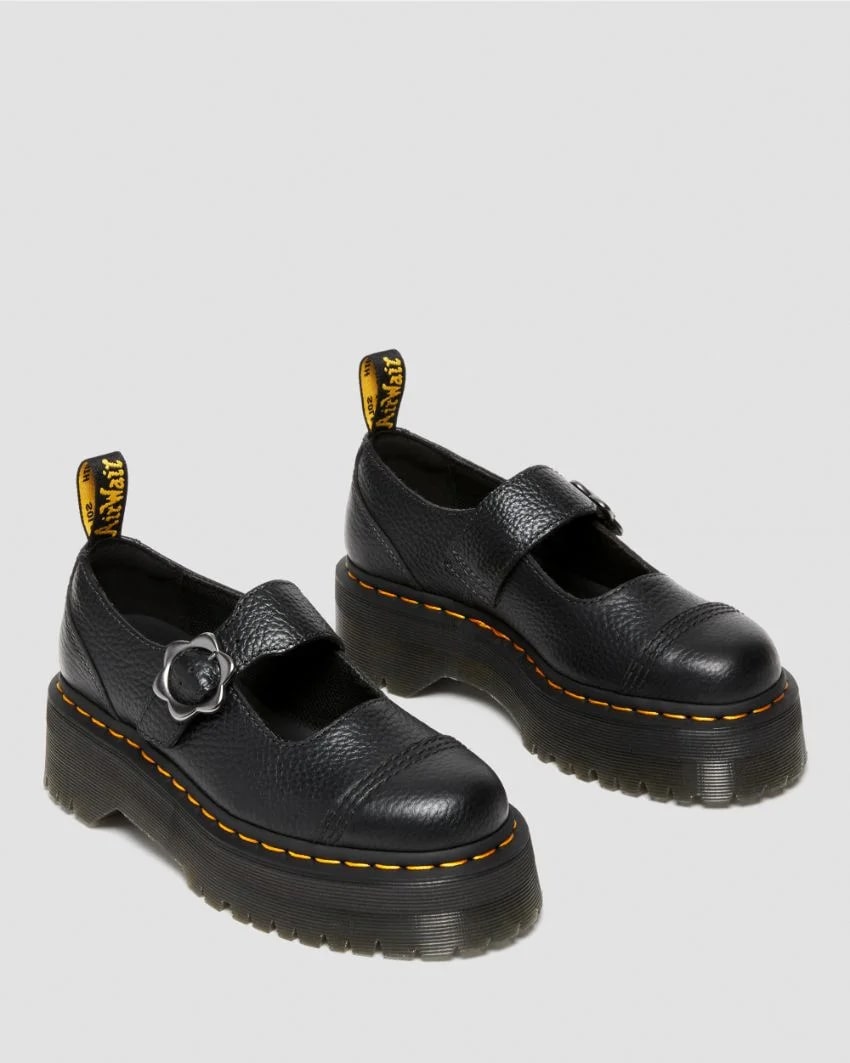 Dr. Martens Addina Quad Flower Mary Jane - Black Milled Nappa