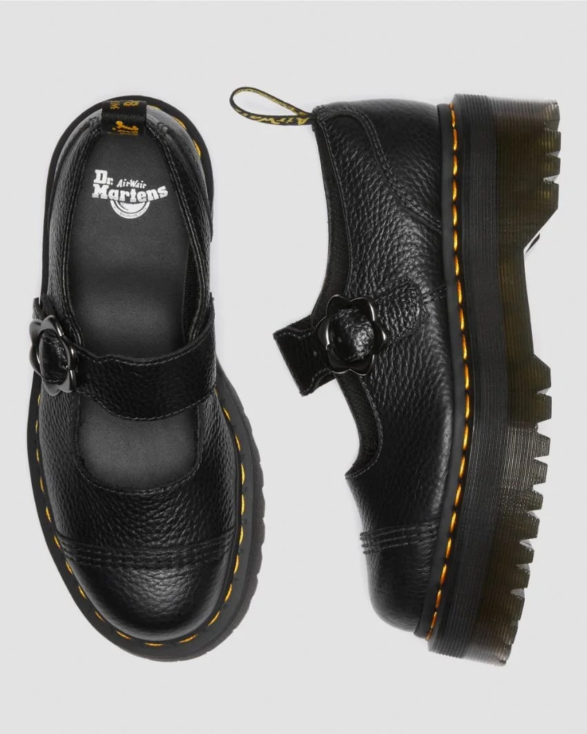 Dr. Martens Addina Quad Flower Mary Jane - Black Milled Nappa