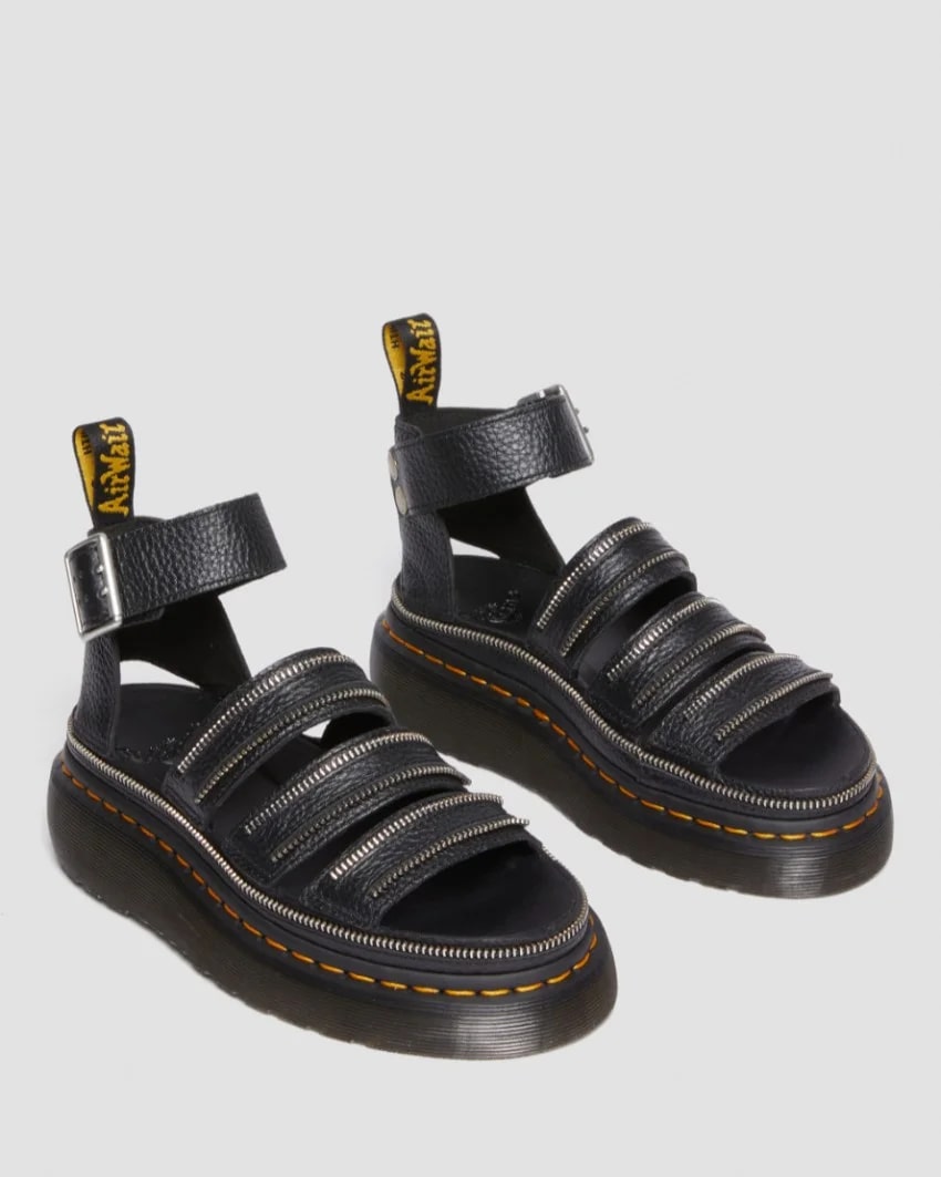 Dr Martens Clarissa II Quad 3 Strap Sandal Black Milled Nappa